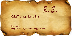 Réthy Ervin névjegykártya